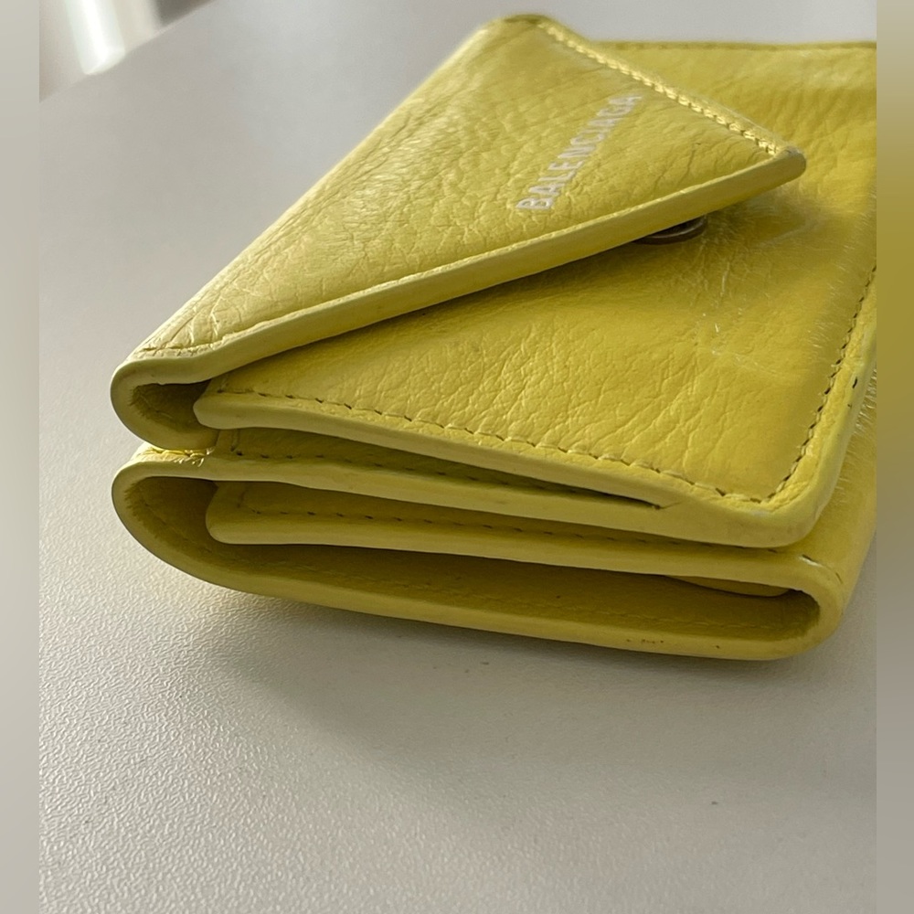 BALENCIAGA Paper Mini Trifold Wallet Purse Leather Made In Italy - Picture 4 of 17